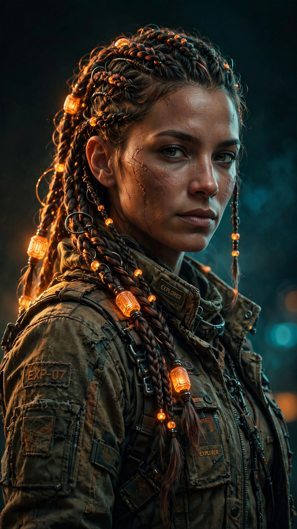 AI-generated character portrait with consistent identity — created in the studio
